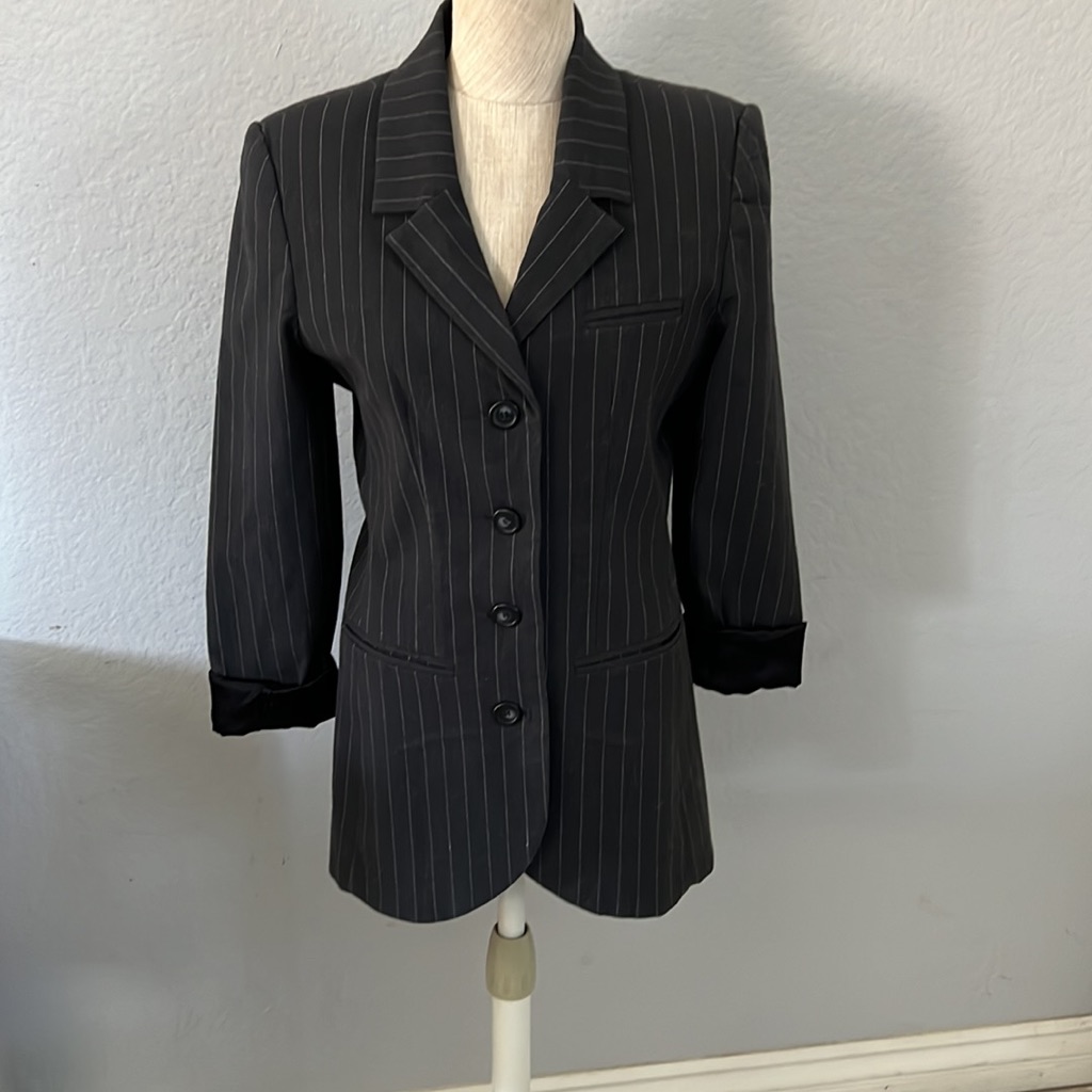 Guess Gray White Stripe Blazer, Size S